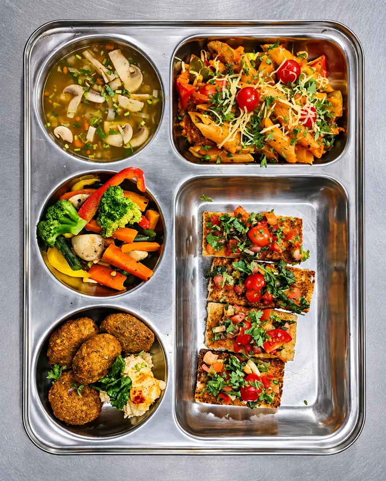 A sattvic vegetable thali at Tattvaa Yogashala