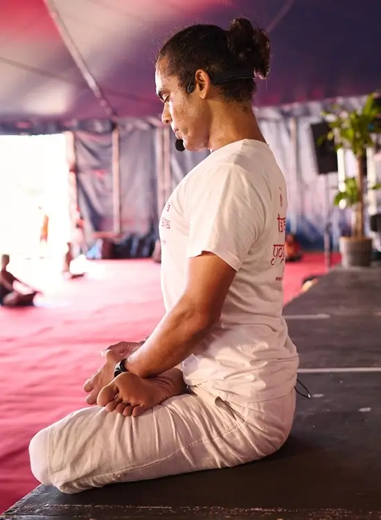 Students sitting in silent meditation at Tattvaa Yogashala