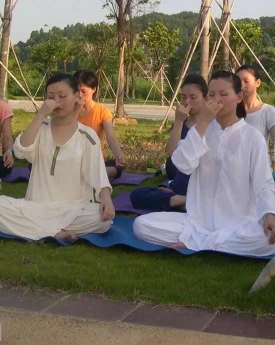 A pranayama class at Tattvaa Yogashala