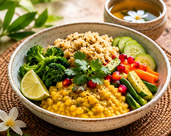 A sattvic meal served on retreat at Tattvaa Yogashala, Rishikesh