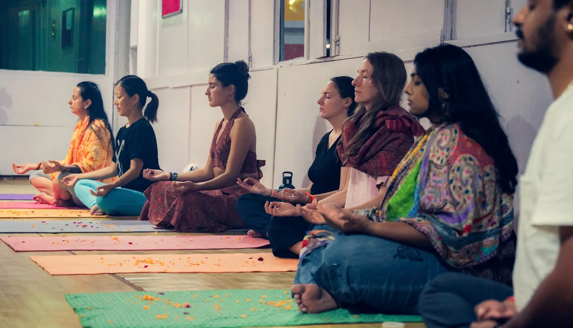 Students and teachers at Tattvaa Yogashala, Rishikesh