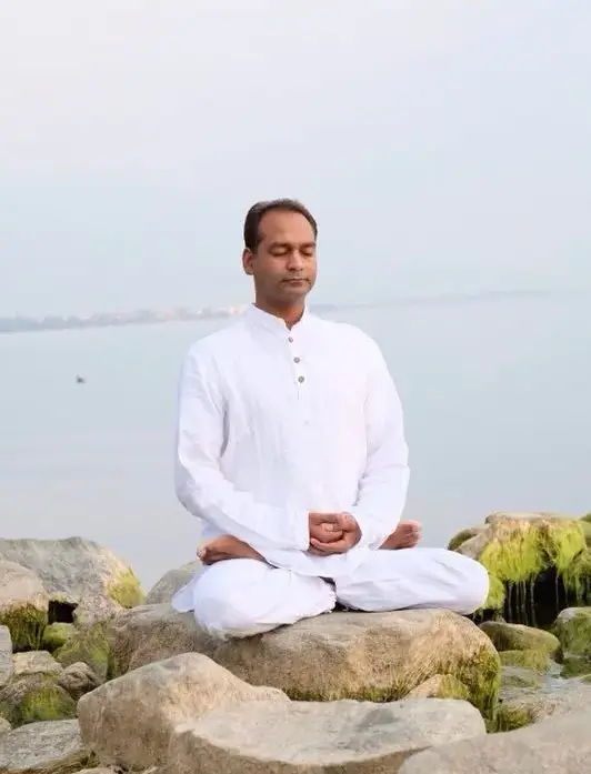 A guided meditation session during the retreat