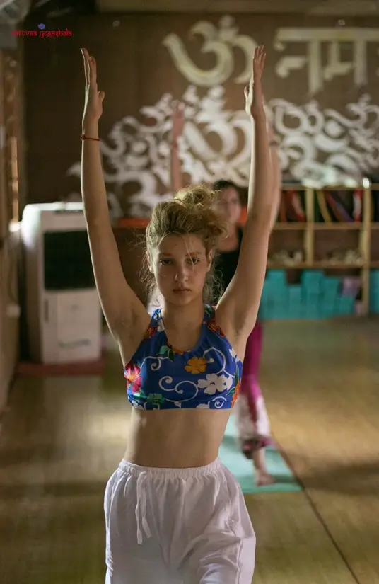 A student in practice at Tattvaa Yogashala, Rishikesh
