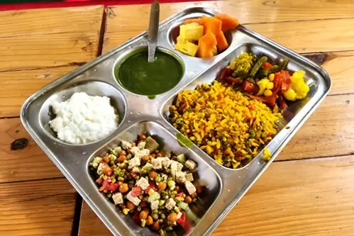 A sattvic thali served during the course