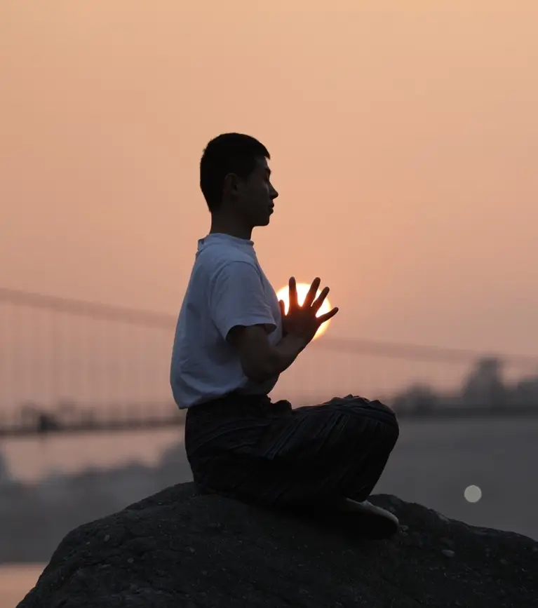A student in the Ashtanga intermediate series at Tattvaa Yogashala, Rishikesh